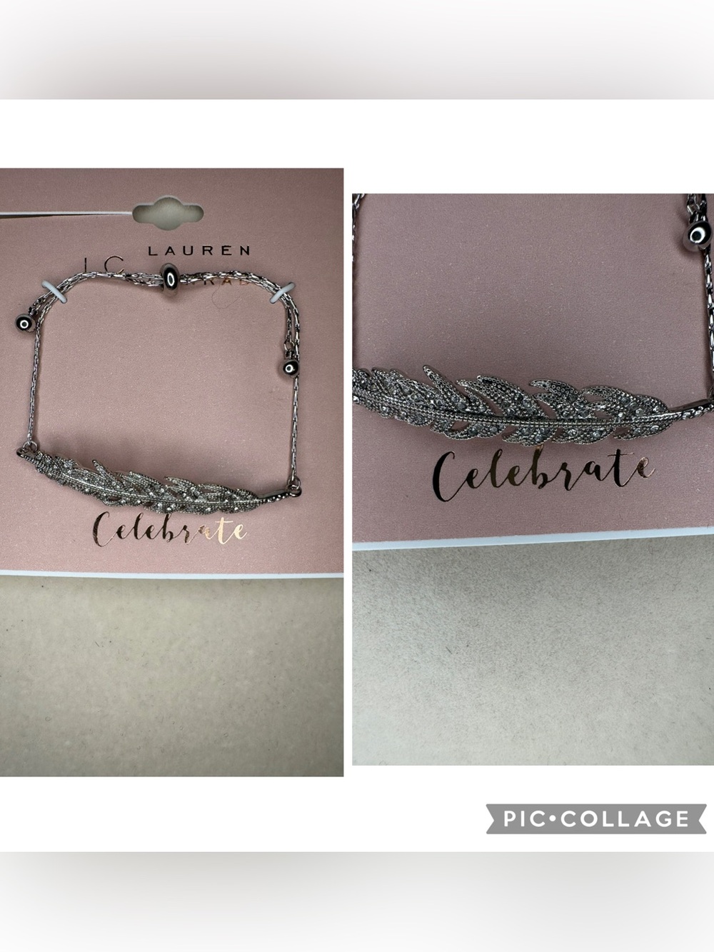 NWT LC Lauren Conrad Silver Leaf Bar Bracelet - Silver Tone